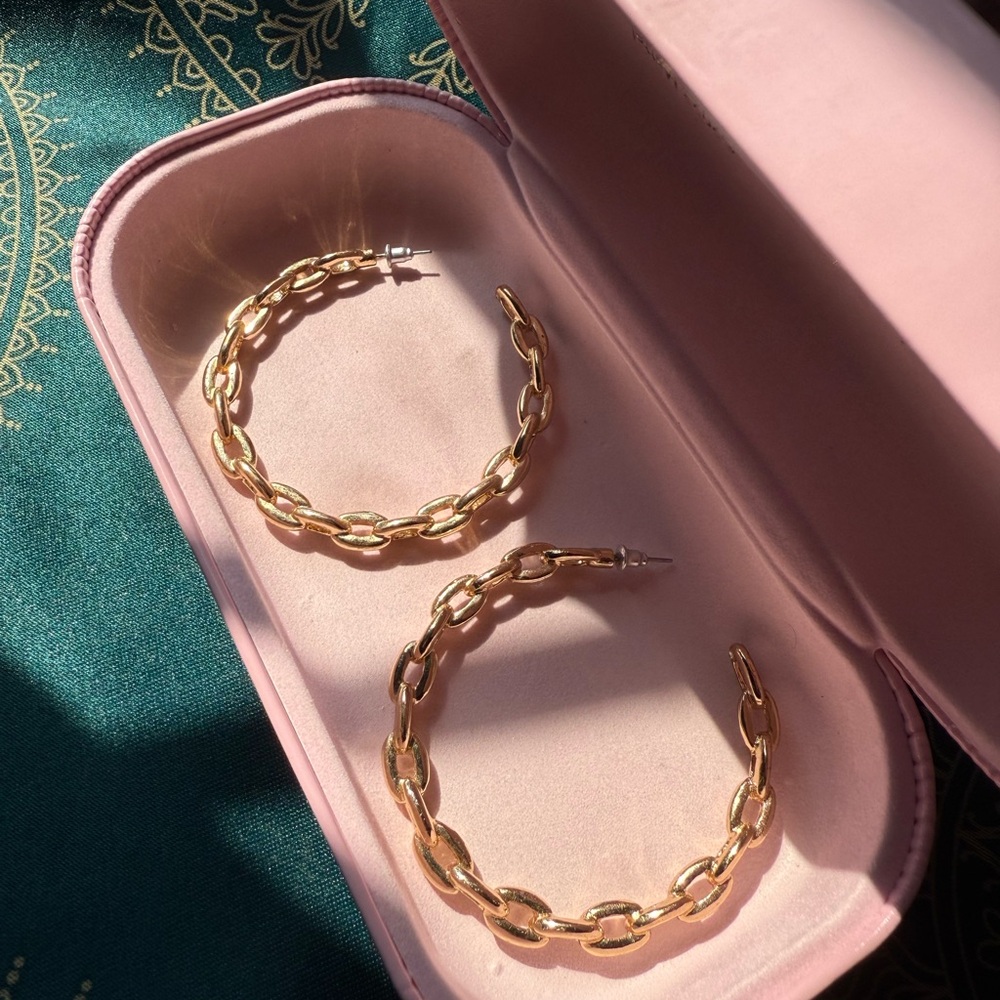 Gold Chain Hoop Earrings